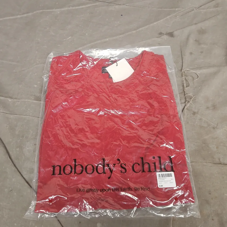 NOBODY'S CHILD ESSENTIAL CREW NECK VEST - RED, UK S 