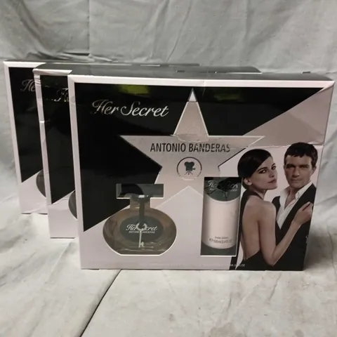 LOT OF 3 ANTONIO BANDERAS HER SECRET 2-PIECE EAU DE TOILETTE SETS