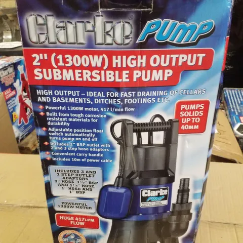 BOXED CLARKE CSV4A 2" 1300W 417LPM 11M HEAD SUBMERSIBLE PUMP WITH FLOAT SWITCH (230V)
