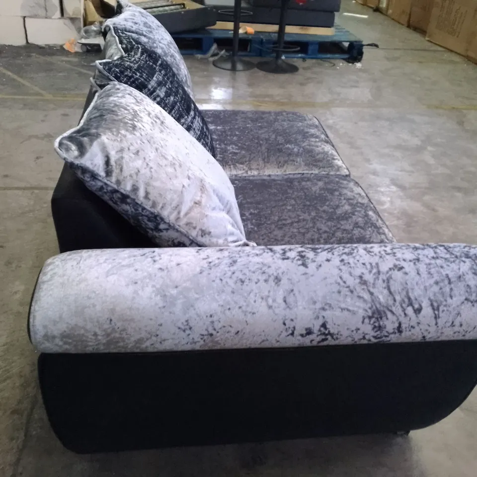 QUALITY DESIGNER RHF SECTION SOFA - GREY/BLACK FABRIC 