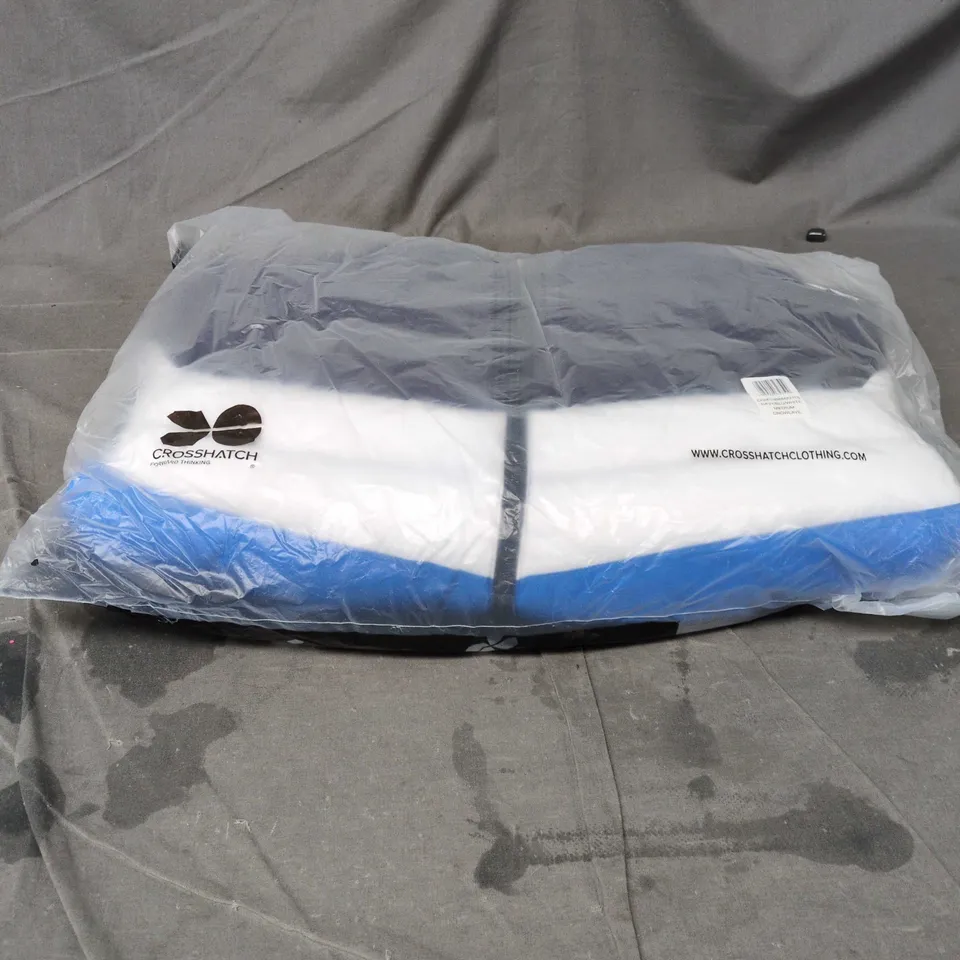 CROSSHATCH COAT NAVY/BLUE/WHITE UK MEDIUM. BAGGED