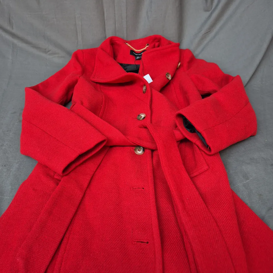 KAREN MILLEN ITALIAN MANTECO WOOL BLEND BUTTON BELTED TAILORED COAT SIZE 8