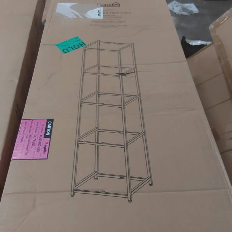 BOXED MODULAR SHELVING 5 TIER - GOLD