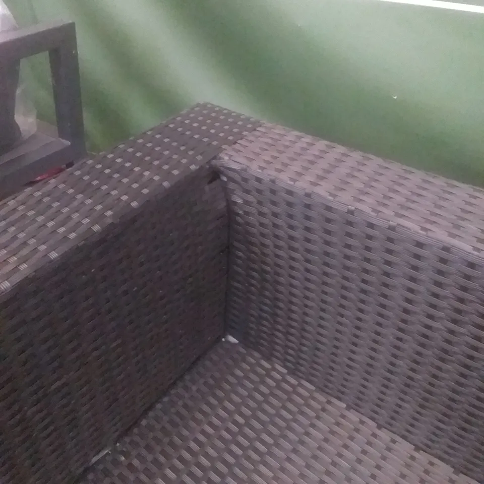RATTAN EFFECT 2 SEATER GARDEN SOFA BLACK