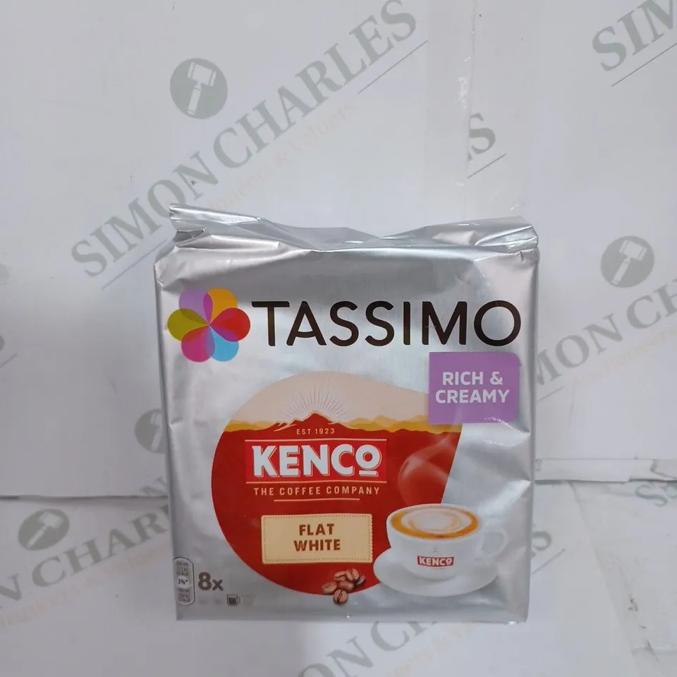 LOT TO CONTAIN 5 X PACKS OF TASSIMO KENCO FLAT WHITE COFFEE PODS // BEST BEFORE: 18/04/2024
