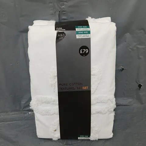 M&S PURE COTTON TEXTURED BEDSET - KING 