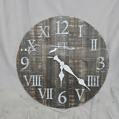 FIRST TIME AND CO RUSTIC FARMHOUSE BARN WOODEN CLOCK (24 INCH) - BROWN 