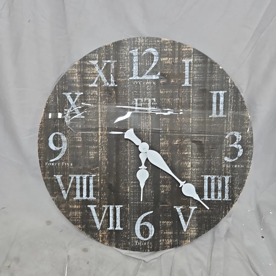 FIRST TIME AND CO RUSTIC FARMHOUSE BARN WOODEN CLOCK (24 INCH) - BROWN 