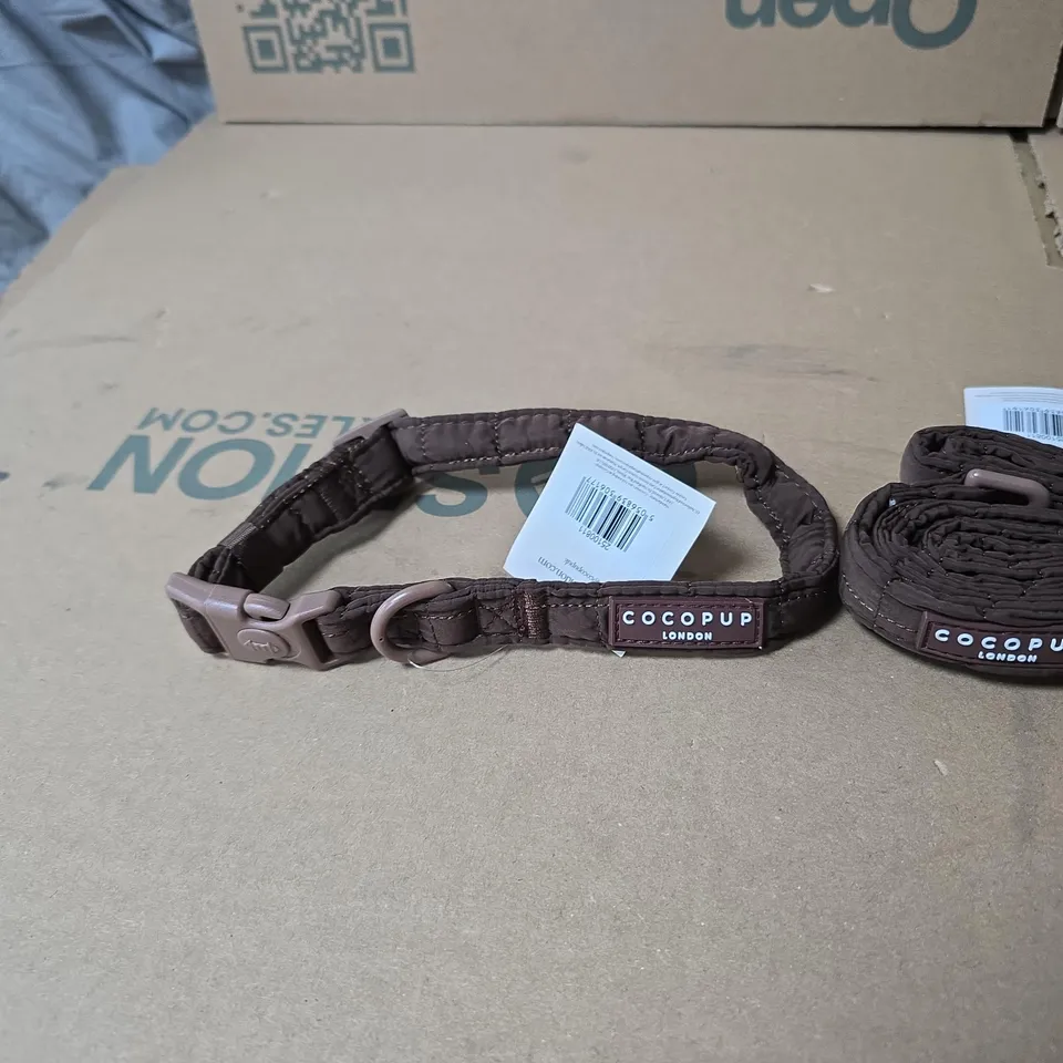 COCOPUP LONDON DOG COLLAR AND LEAD SET – BROWN NYLON