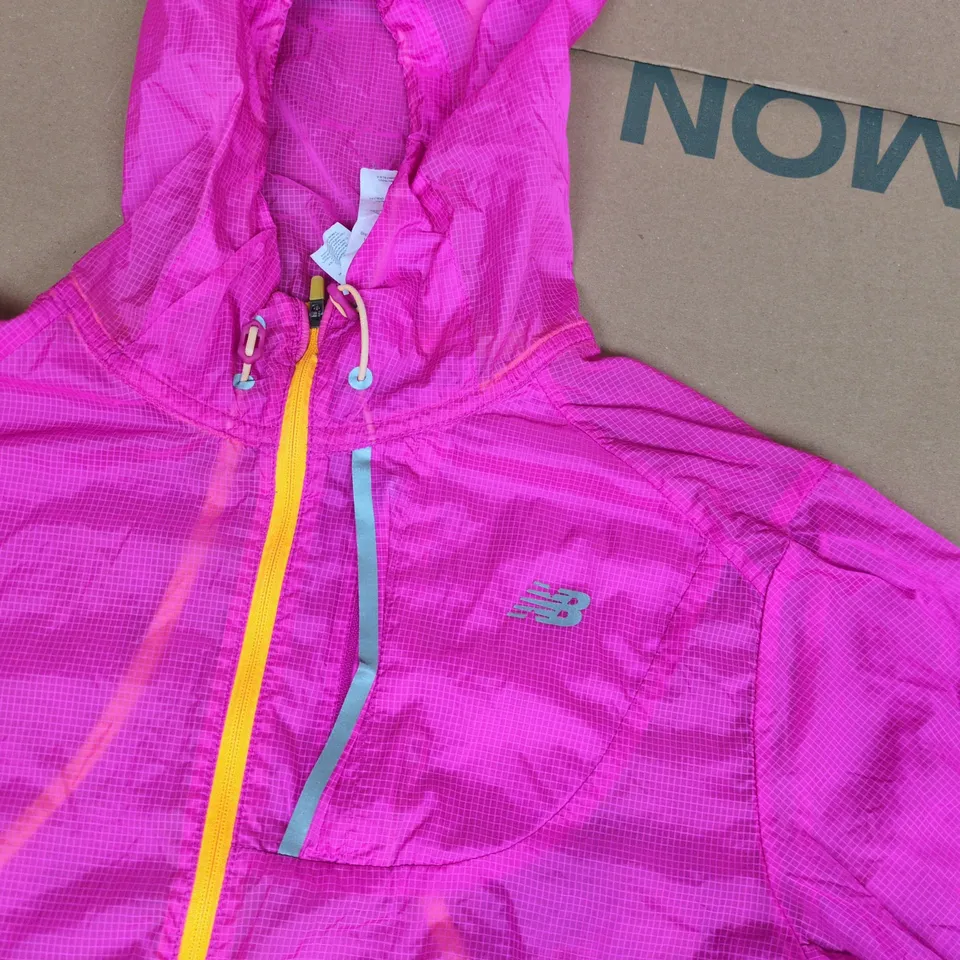 NEW BALANCE PINK HOODED WINDBREAKER JACKET – SIZE M
