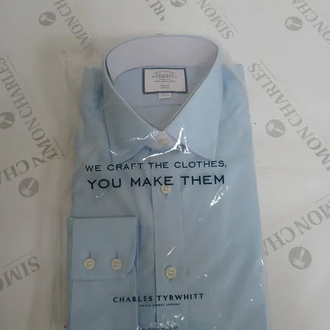 CHARLES TYRWHITT SKY BLUE NON IRON POPLIN SLIM FIT SHIRT