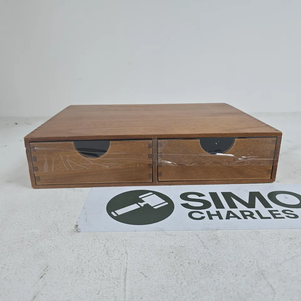 CAGE OF APPROXIMATELY 20 ASSORTED ITEMS TO INCLUDE 2 DRAWER WOODEN ORGANISER ETC