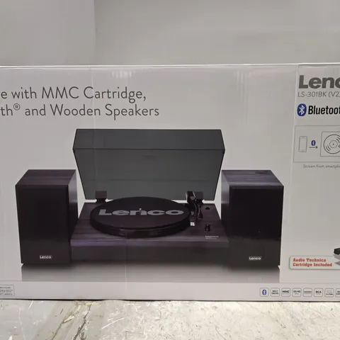 BOXED LENCO LS-301BK V2 TURNTABLE WITH BLUETOOTH
