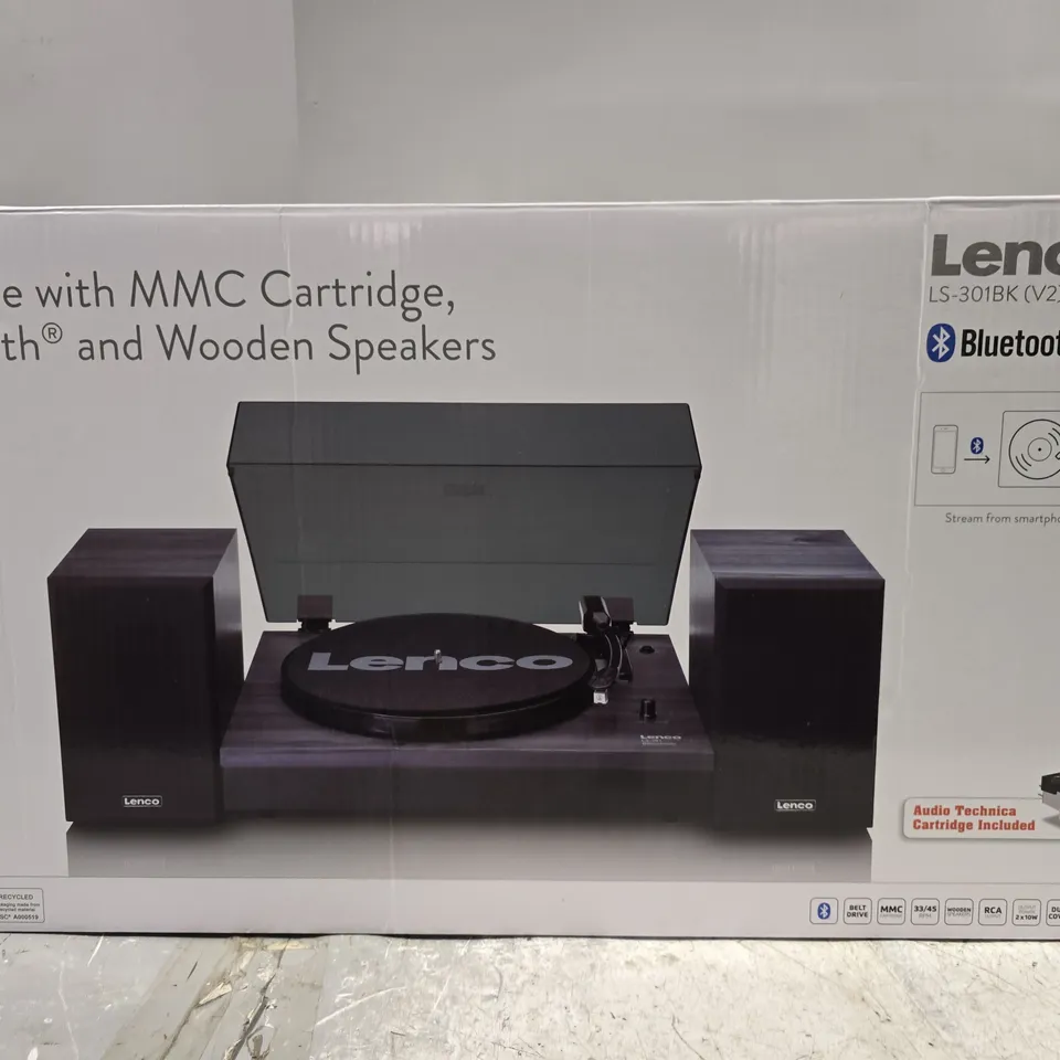 BOXED LENCO LS-301BK V2 TURNTABLE WITH BLUETOOTH 