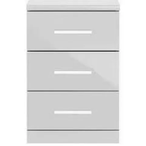 BOXED PRAGUE GLOSS 3 DRAWER BEDSIDE CHESTS - SET OF 2 (1 BOX)