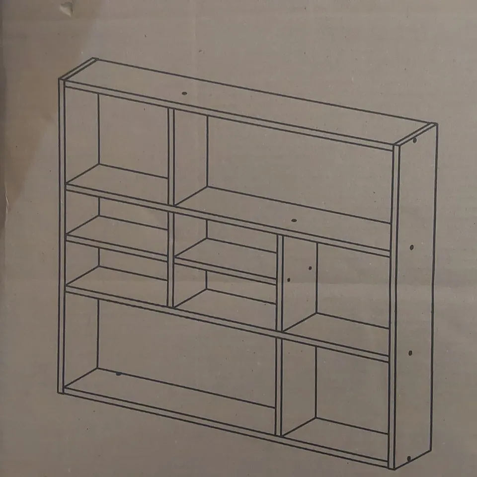 BOXED MIKA WALL RACK - DARK GREY/WOOD - 90X78.2 CM