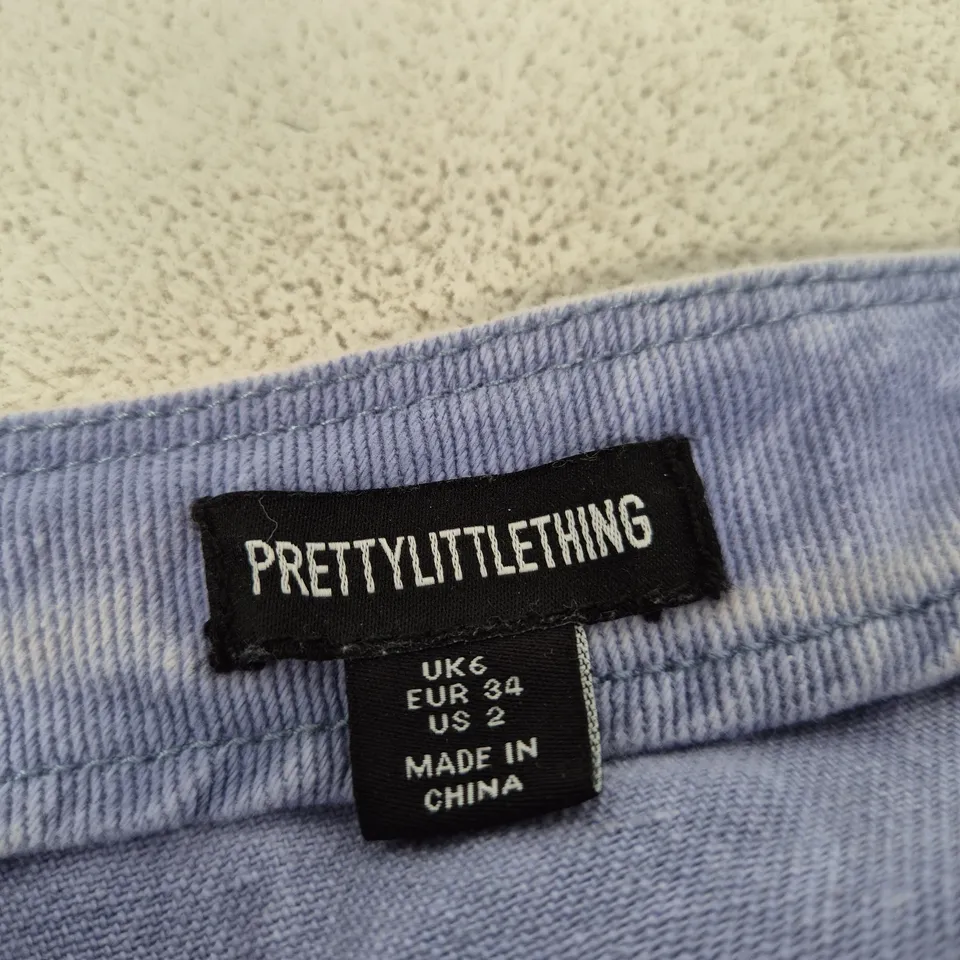 PRETTYLITTLETHING LAVENDER BELTED DENIM MINI SKIRT – UK6 (EU 34, US 2)