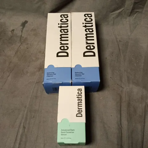 3 DERMATICA PRODUCTS: 2 X BALANCING GLYCERIN GEL CLEANSER 200ML, 1 X ADVANCED DARK SPOT CORRECTOR SERUM 30ML