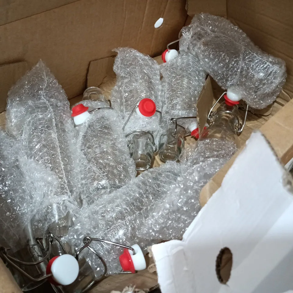 LOT OF 12 CLIP TOP GLASS BOTTLES