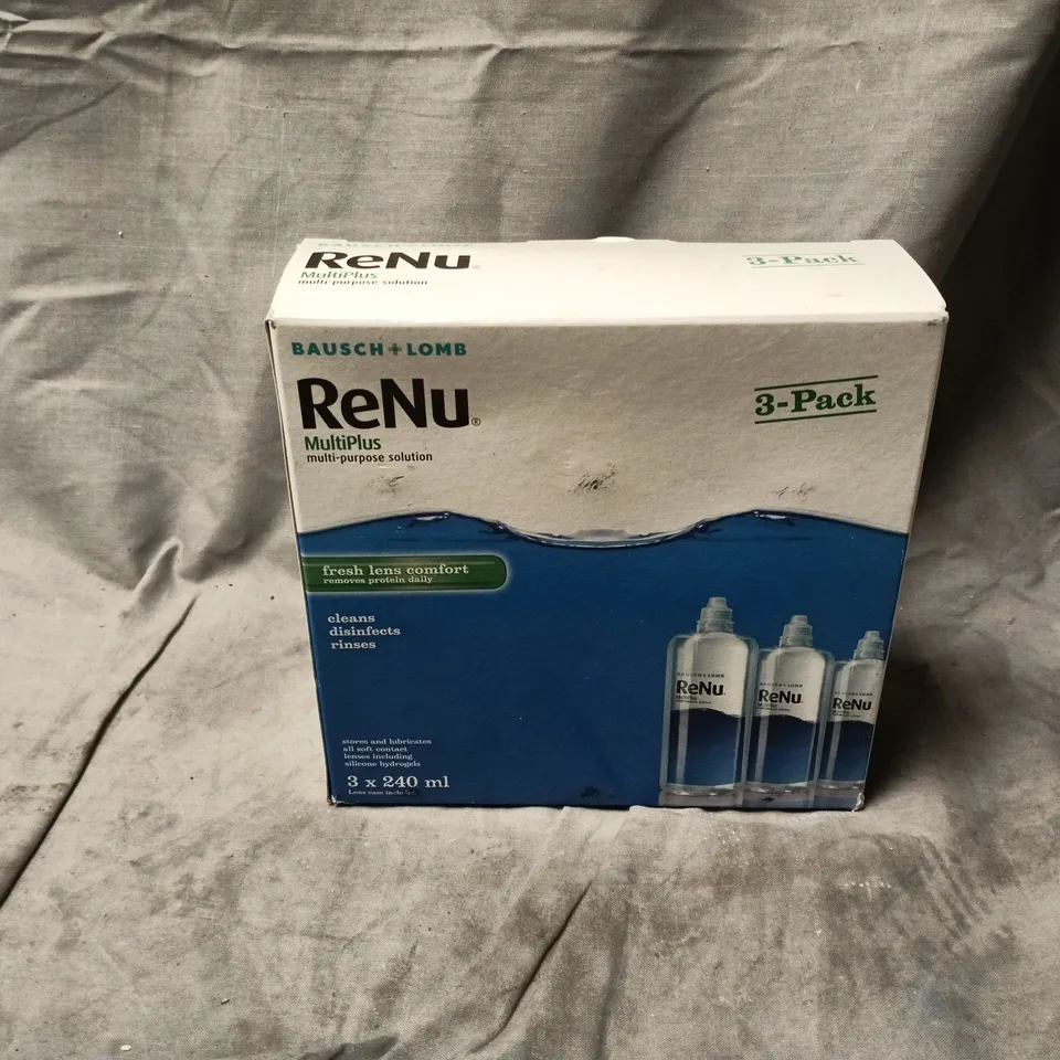 BAUSCH & LOMB RENU MULTIPLUS CONTACT LENS SOLUTION – 3 X 240 ML WITH LENS CASES
