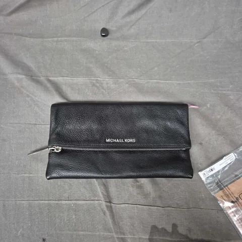 Michael Kors Black Pebbled Leather Wallet / Clutch with Zip – Silver Logo