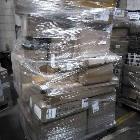 PALLET OF HOUSEHOLD ITEMS TO INCLUDE SHOE BOX, WHEEL SET, CUSHION,  GAS STOVE AND OTHER ASSORTED ITEMS...