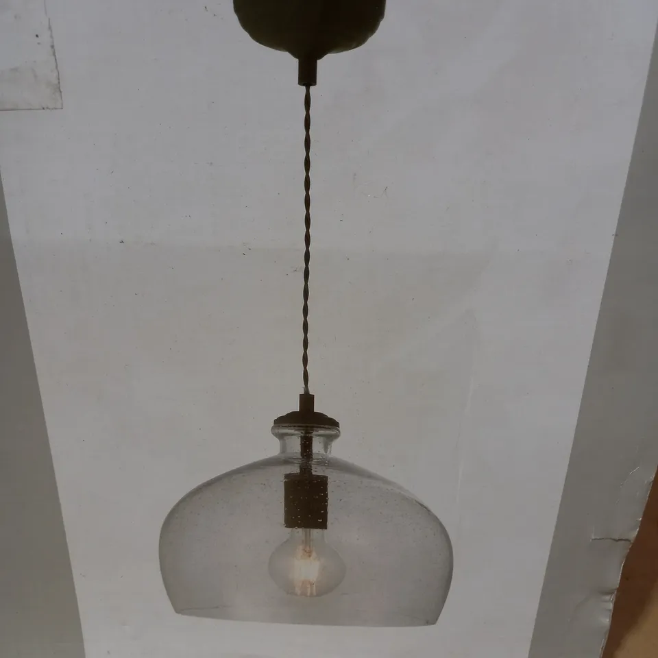 THE LIGHTING STUDIO FRNCOIS BUBBLE GLASS GREY PENDANT LIGHT FITTING