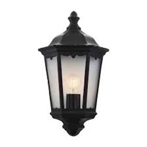 BOXED OUTDOOR LIGHT BLACK BURFORD WALL IP44 MATT HALF-LANTERN ENDON 76547