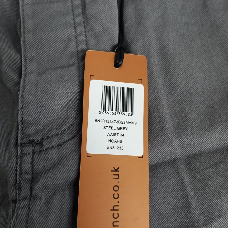 BENCH STEEL GREY CARGO TROUSERS, WAIST 34 (UK 34)