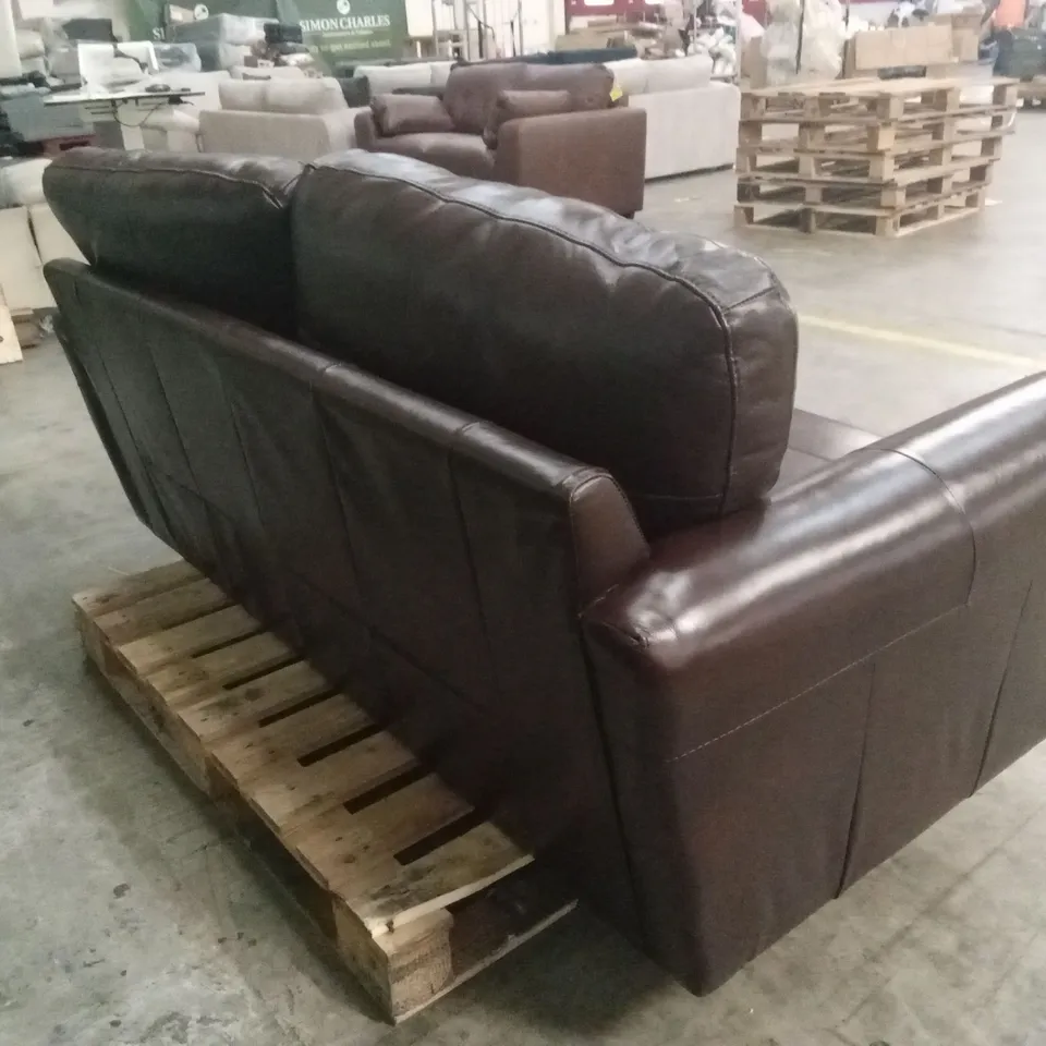 BAILEY 3 SEATER LEATHER SOFA - CHOCOLATE RRP £799