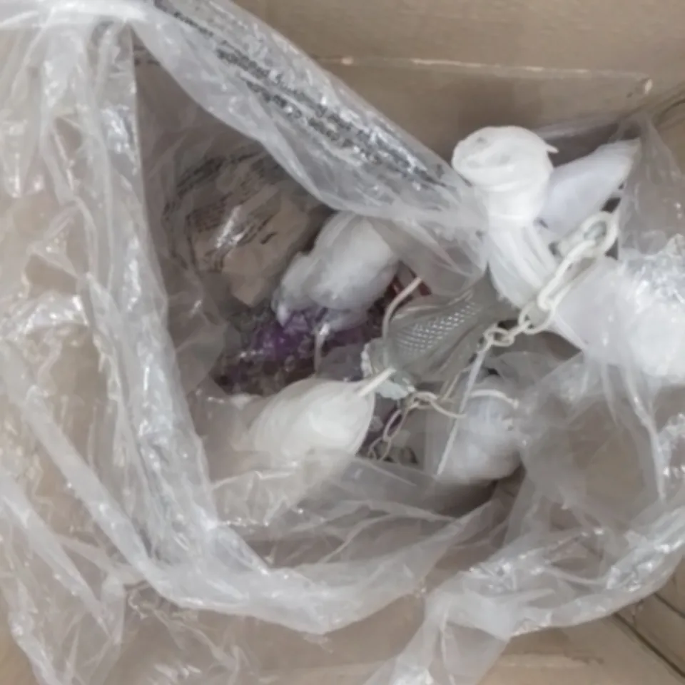 BOXED BLUE AND PURPLE CHANDELIER (1 BOX)