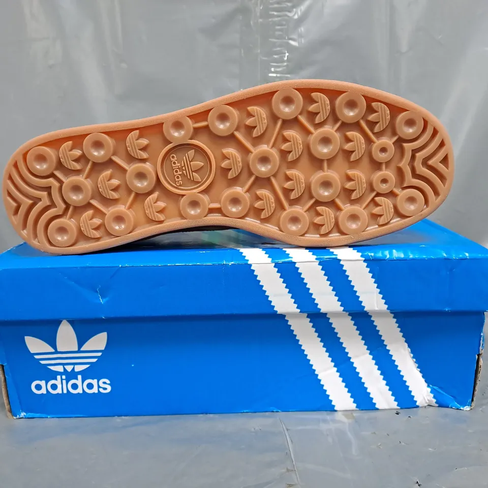 BOXED PAIR OF ADIDAS WOMEN'S GAZELLE BOLD SHOES IN MINT GREEN/PINK SIZE UK 6.5
