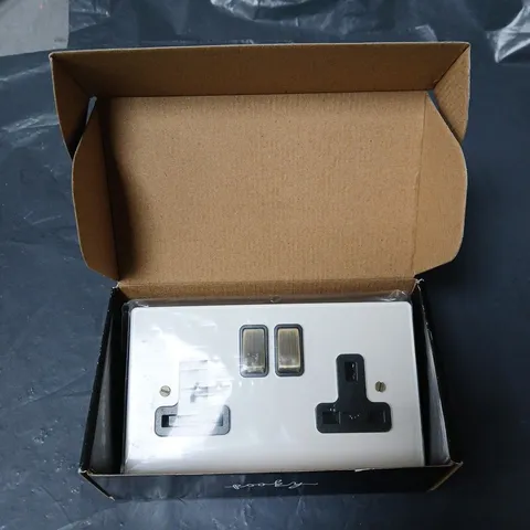 POOKY SOCKETS AND SWITCHES WALL PLATE – METAL FINISH (2-GANG)