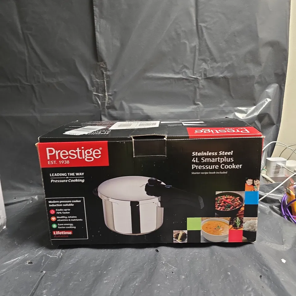 PRESTIGE STAINLESS STEEL 4L SMARTPLUS PRESSURE COOKER – BOXED