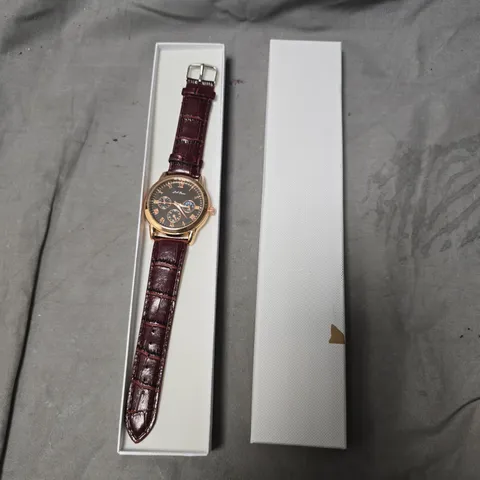 MENS LA BANUS WATCH WITH BURGUNDY LEATHER STRAP & ROSE GOLD CASE