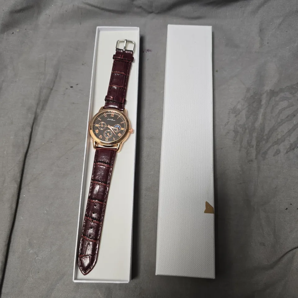 MENS LA BANUS WATCH WITH BURGUNDY LEATHER STRAP & ROSE GOLD CASE