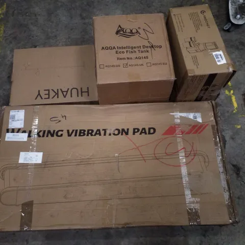 PALLET CONTAINING ASSORTED PRODUCTS INCLUDING WALKING VIBRATION PAD, SLOW JUICER, ECO FISH TANK & FLOOR LAMP