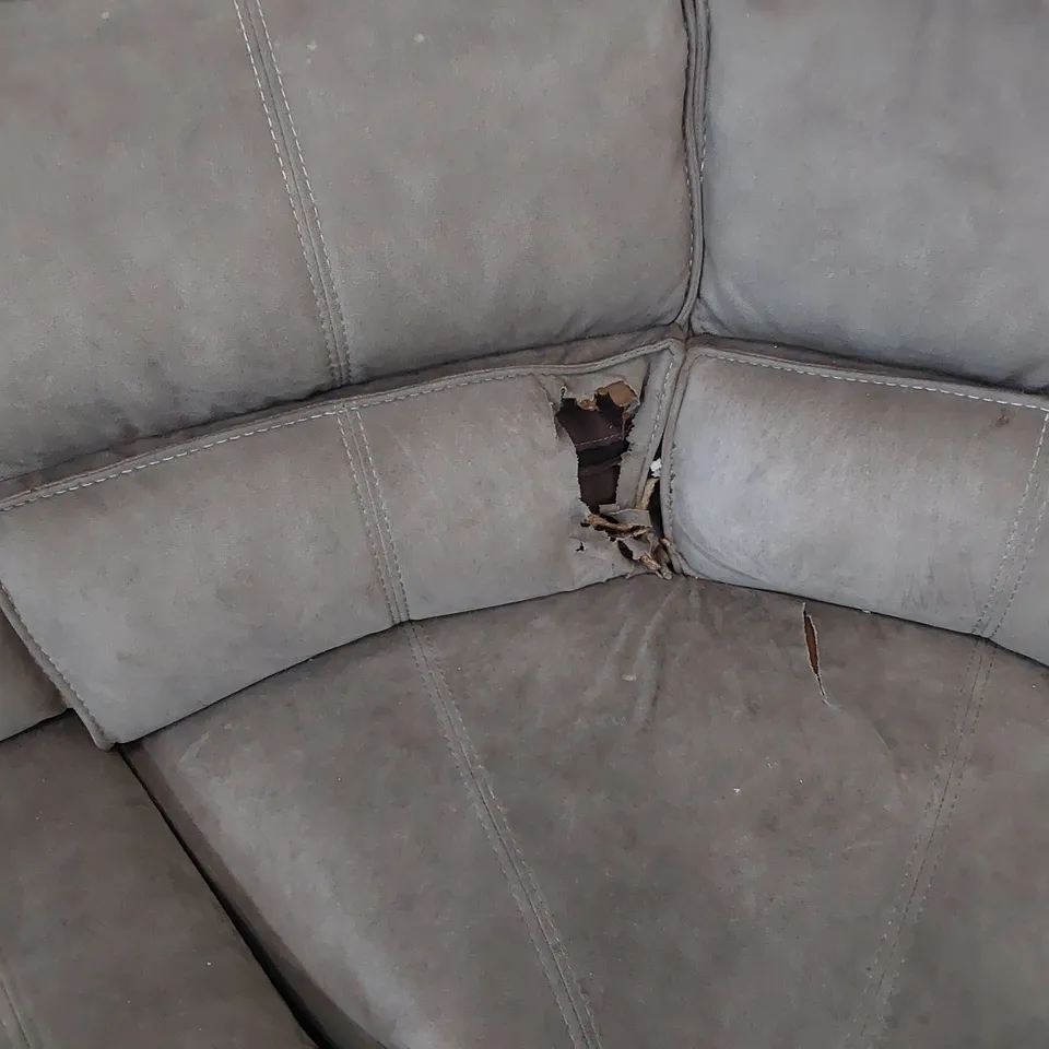 DESIGNER POWER RECLINING CORNER GROUP GREY MACAU FABRIC 