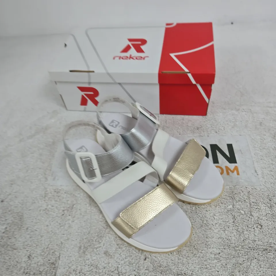 RIEKER WOMEN’S SANDALS W2950-90 – GOLD, UK 8 (EU 41) – BOXED