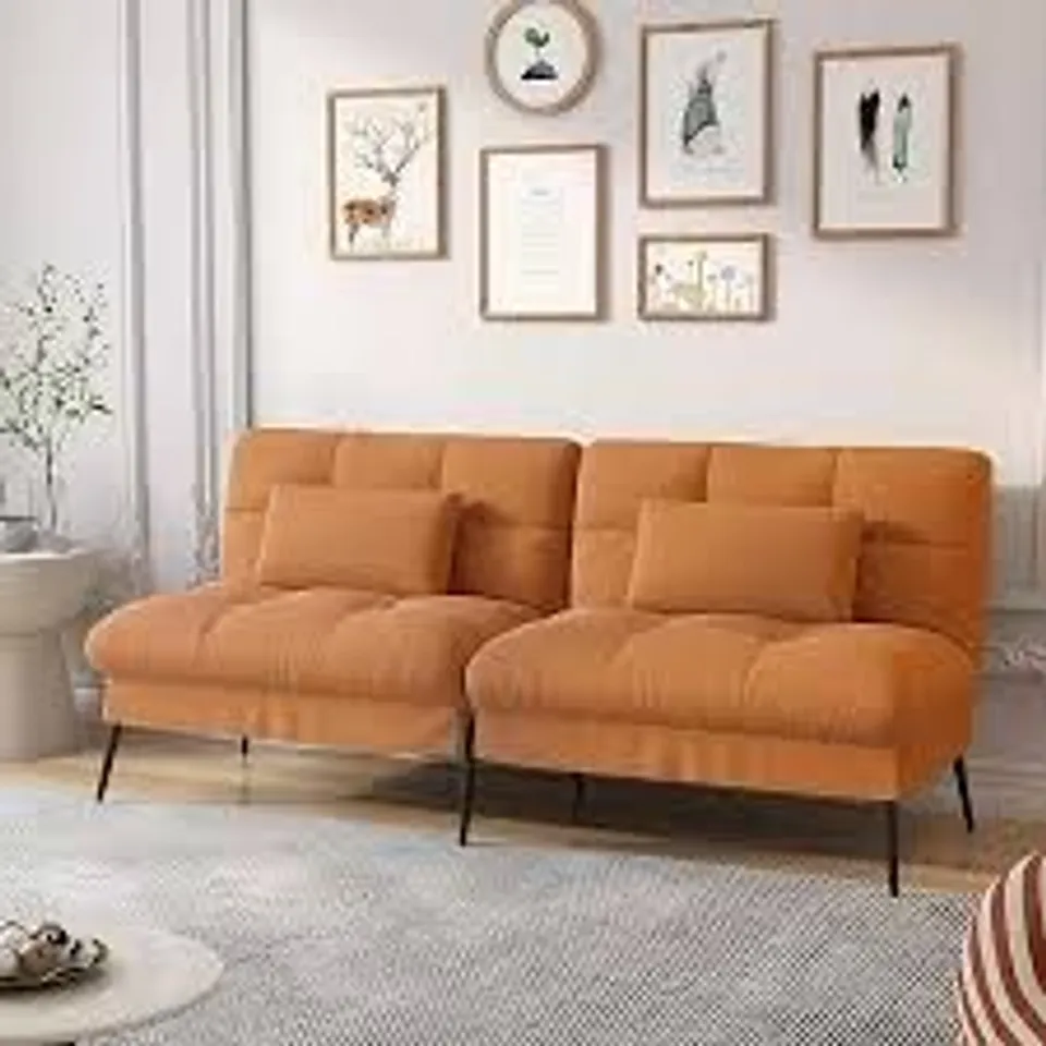 BOXED COMHOMA 72 CONVERTIBLE FUTON SOFA BED, ADJUSTABLE BACKREST, BLUE