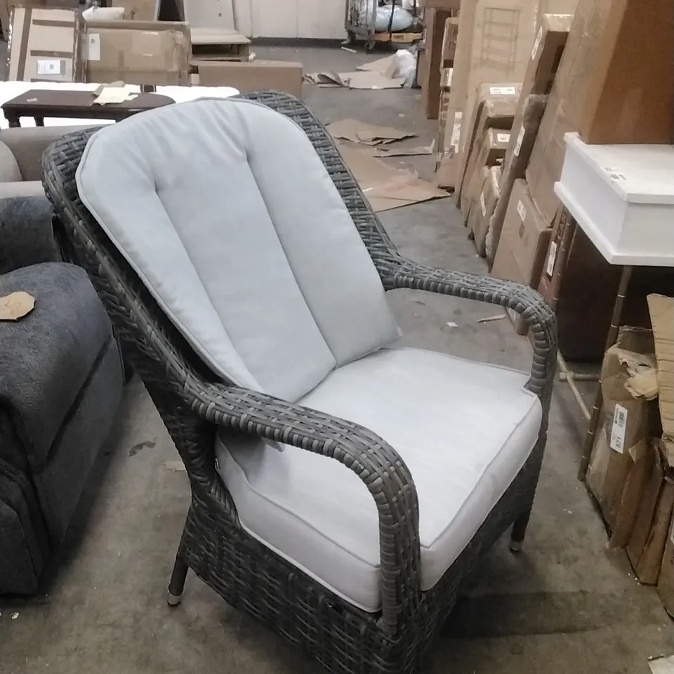 GLENNA PATIO RATTAN ALUMINIUM DINING SIDE CHAIR WITH CUSHIONS - GREY (SET OF 2)