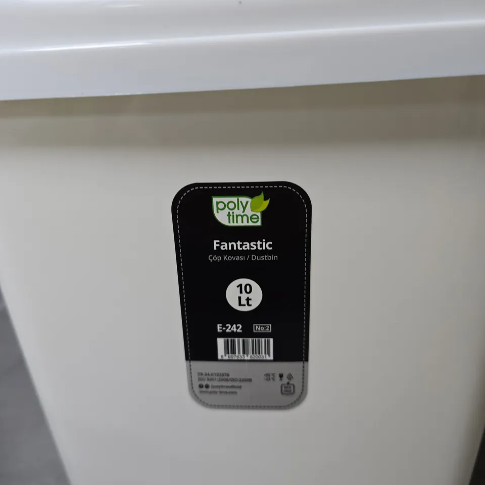 PLASTIC WHITE 10L DUSTBIN WITH HINGED LID