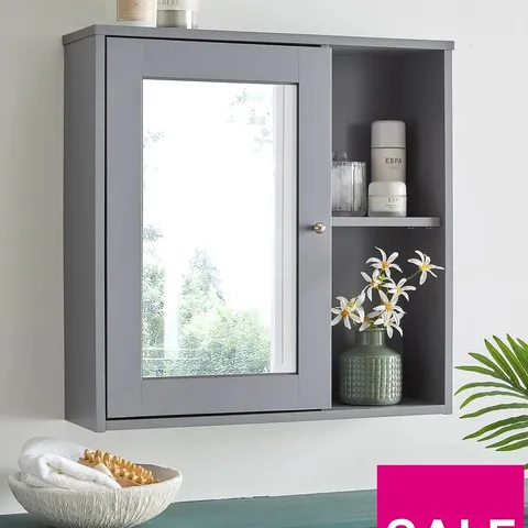 THE VERY COLLECTION CORRIE MIRRORED BATHROOM WALL CABINET - GREY - FSC® CERTIFIED