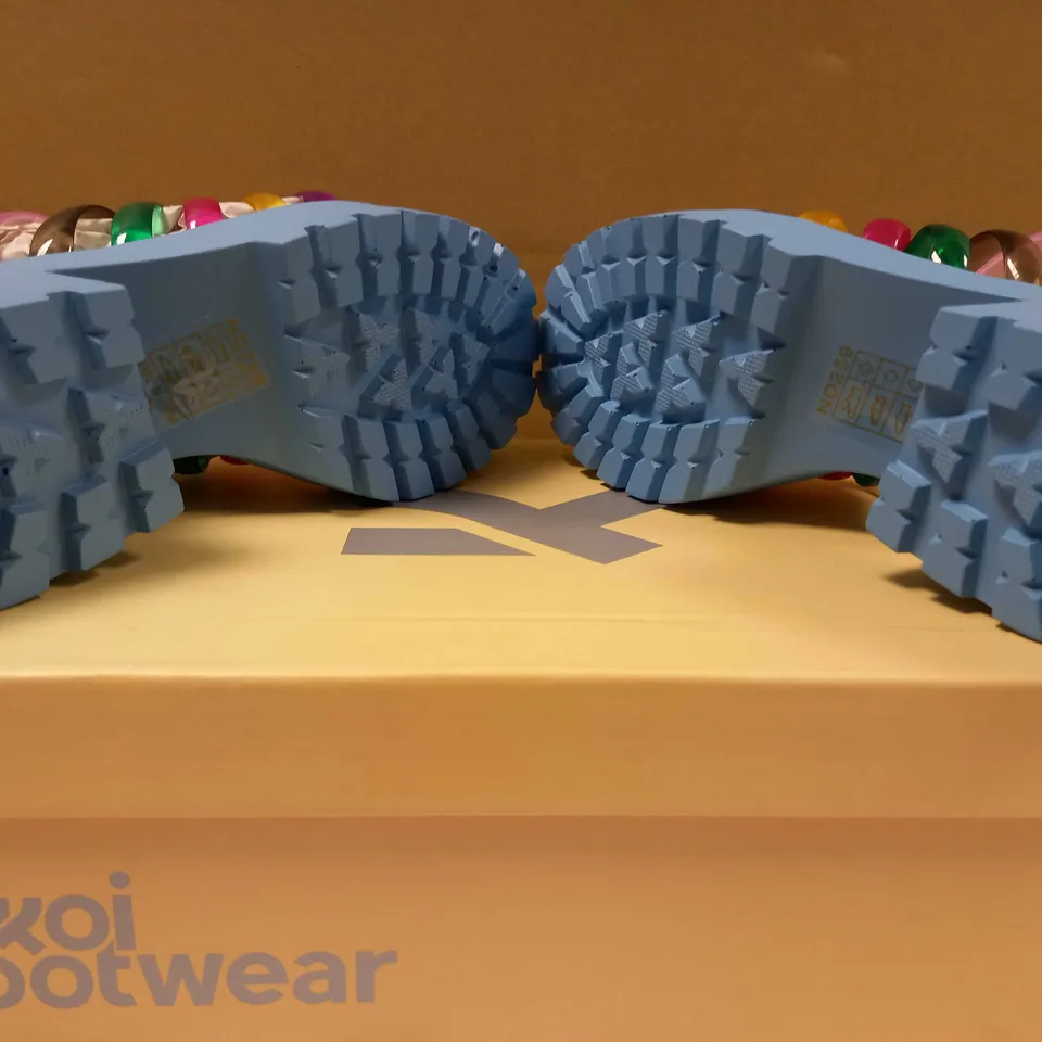 KOI LOLICON BLUE STRAPPY VEGAN SLIDERS - SIZE 4