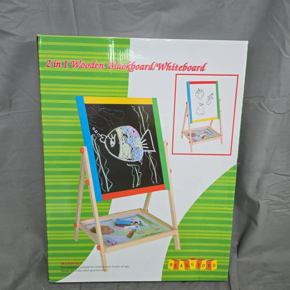 2 IN 1 WOODEN BLACKBOARD/WHITEBOARD EASEL FOR KIDS