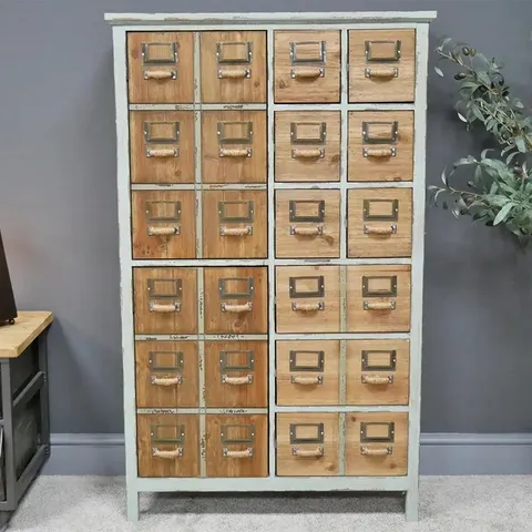 BOXED APOTHECARY CABINET 2 DOOR MULTI DRAWER WOODEN