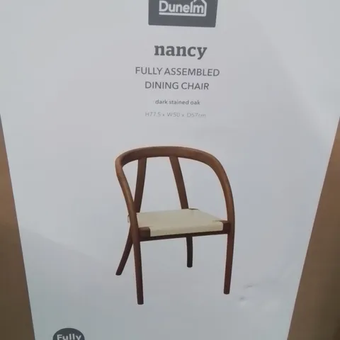 BOXED NANCY DINING CHAIR -DARK STAINED OAK-