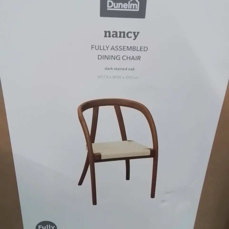 BOXED NANCY DINING CHAIR -DARK STAINED OAK-