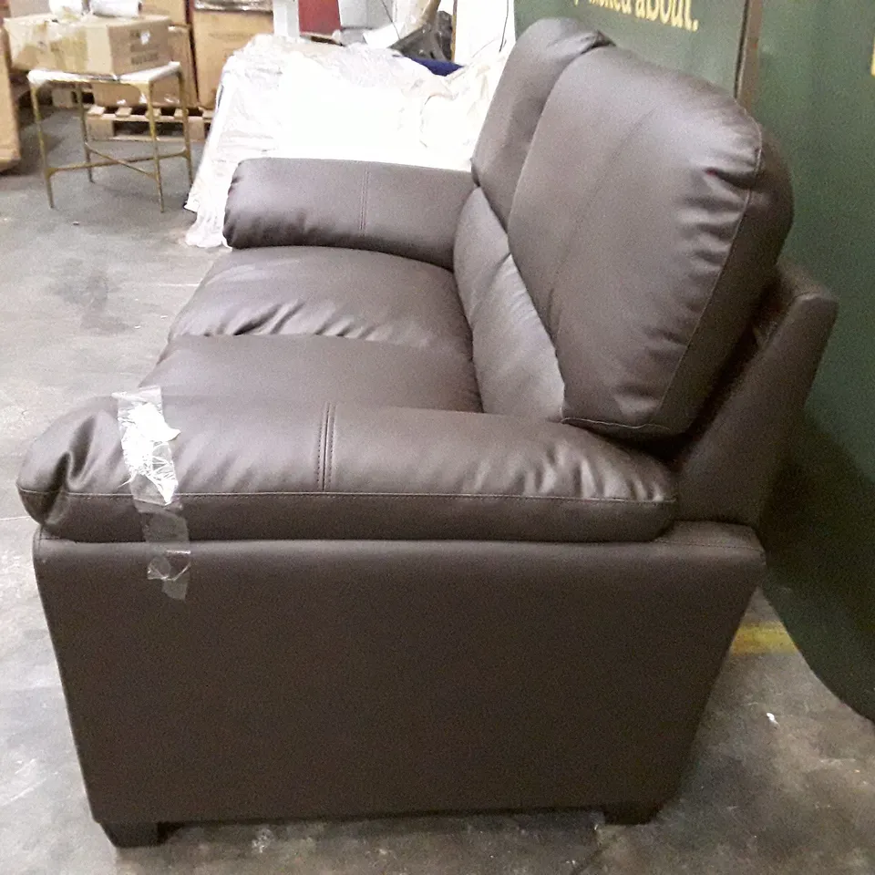QUALITY DESIGNER ROBIDOUX 2 SEATER LOVESEAT - BROWN LEATHER