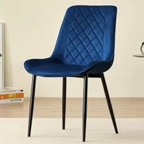 BOXED INDOOR LIVING AMELIA SET OF 2 BLUE VELVET DINING CHAIRS
